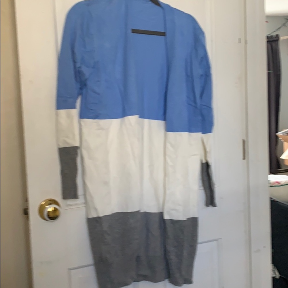 Lightweight long cardigan colorblock